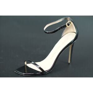 Stuart Weitzman Nudistcurve 100 Black Patent Ankle Strappy Sandals Size 7 $475
